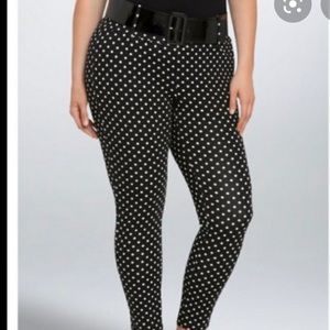 Torrid black with white polkadots stretch pants 3